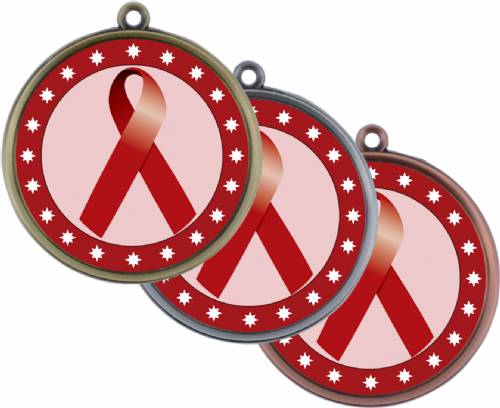 Burgundy Ribbon Awareness 2 1/4" Award Medal