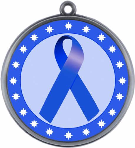 Dark Blue Ribbon Awareness 2 1/4" Award Medal #3