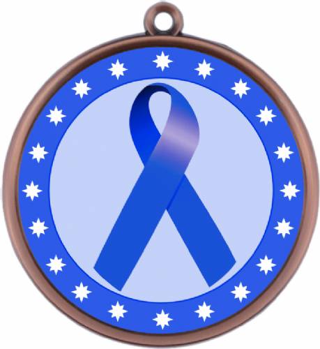 Dark Blue Ribbon Awareness 2 1/4" Award Medal #4