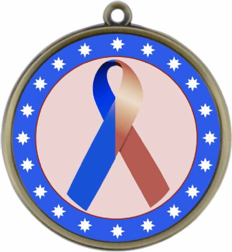 Dark Blue Brown Ribbon Awareness 2 1/4" Award Medal #2