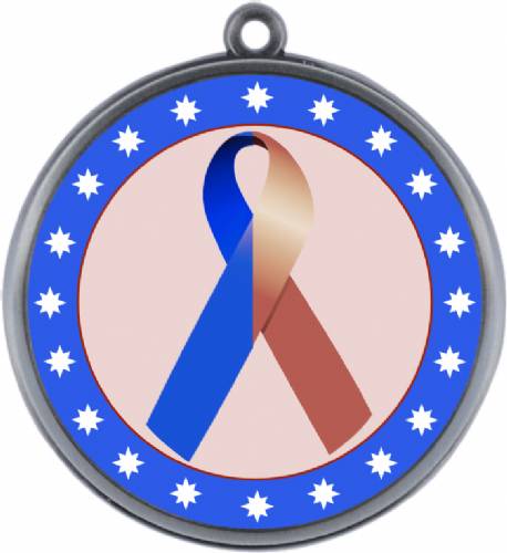 Dark Blue Brown Ribbon Awareness 2 1/4" Award Medal #3