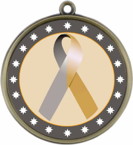 Gold Silver Ribbon Awareness 2 1/4" Award Medal #2