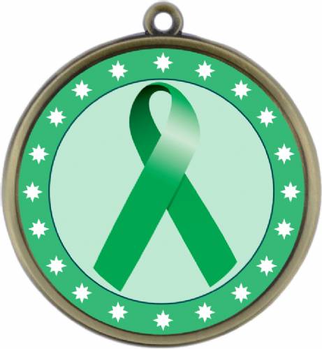 Green Ribbon Awareness 2 1/4" Award Medal #2