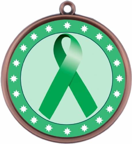 Green Ribbon Awareness 2 1/4" Award Medal #4