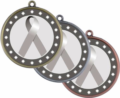 Grey Ribbon Awareness 2 1/4" Award Medal