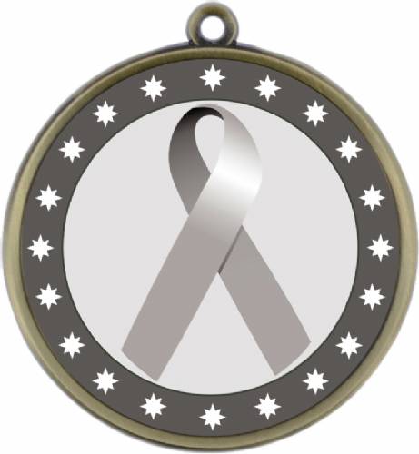 Grey Ribbon Awareness 2 1/4" Award Medal #2