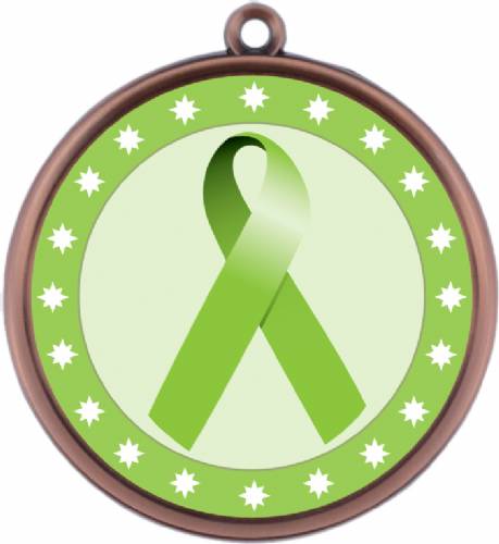 Lime Green Ribbon Awareness 2 1/4" Award Medal #4