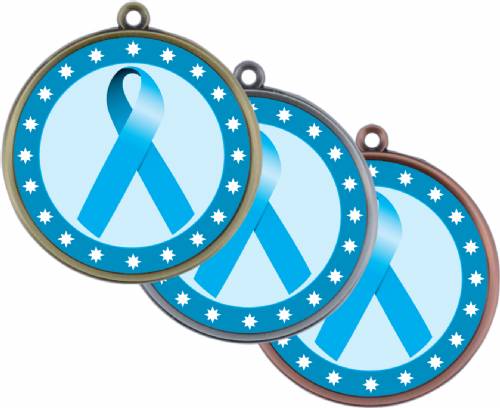 Light Blue Ribbon Awareness 2 1/4" Award Medal #1