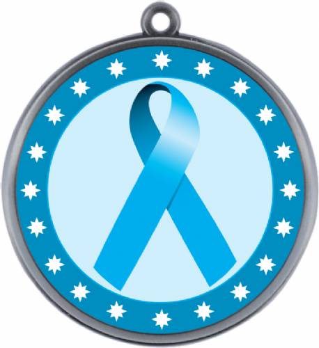 Light Blue Ribbon Awareness 2 1/4" Award Medal #3