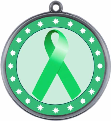 Light Green Ribbon Awareness 2 1/4" Award Medal #3