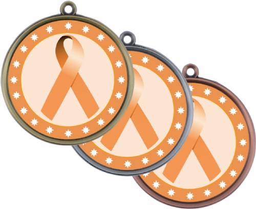 Peach Ribbon Awareness 2 1/4" Award Medal