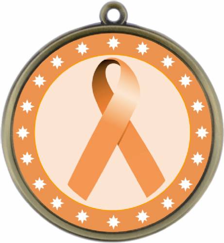 Peach Ribbon Awareness 2 1/4" Award Medal #2