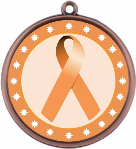 Peach Ribbon Awareness 2 1/4" Award Medal #4