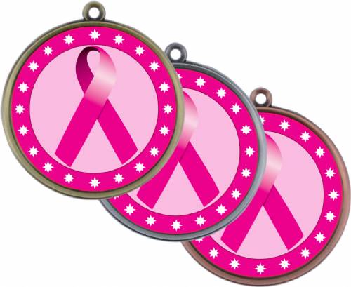 Pink Ribbon Awareness 2 1/4" Award Medal