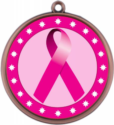 Pink Ribbon Awareness 2 1/4" Award Medal #4