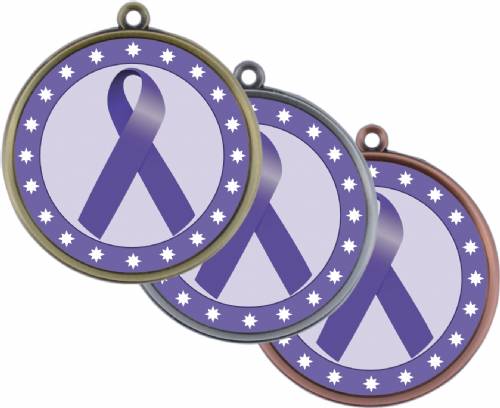 Purple Ribbon Awareness 2 1/4" Award Medal