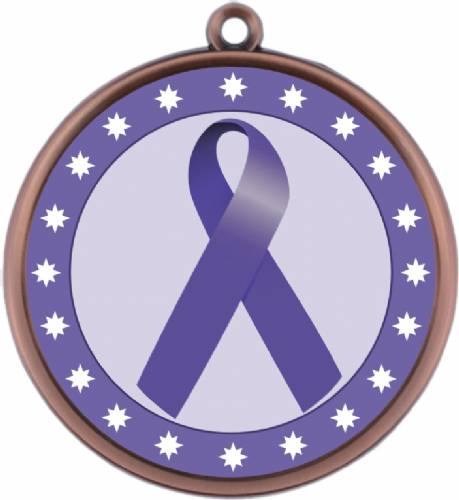 Purple Ribbon Awareness 2 1/4" Award Medal #4