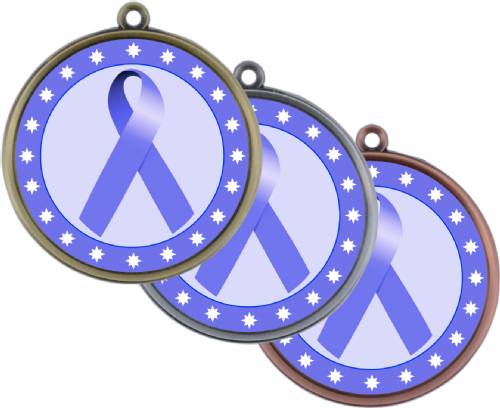 Periwinkle Ribbon Awareness 2 1/4" Award Medal