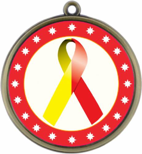 Red Yellow Ribbon Awareness 2 1/4" Award Medal #2