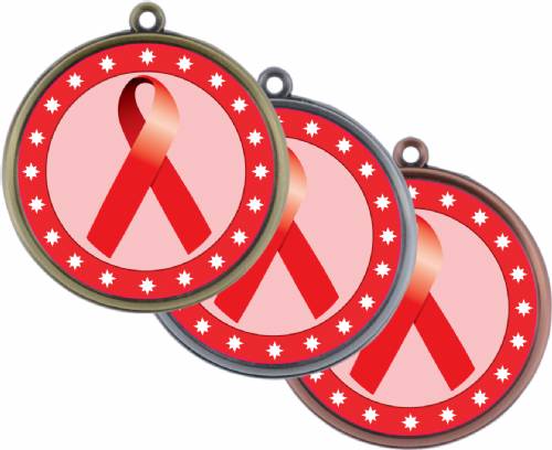 Red Ribbon Awareness 2 1/4" Award Medal