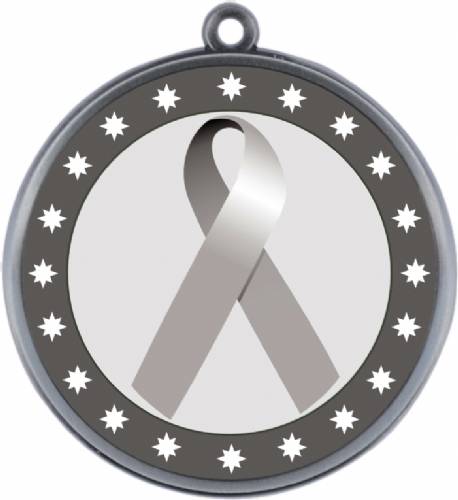 Silver Ribbon Awareness 2 1/4" Award Medal #3