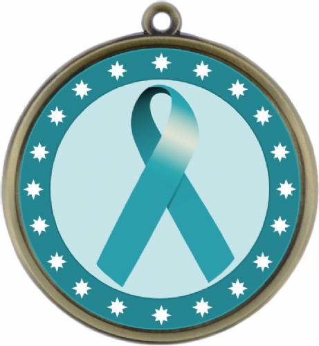 Teal  Ribbon Awareness 2 1/4" Award Medal #2