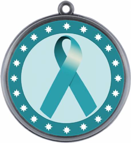 Teal  Ribbon Awareness 2 1/4" Award Medal #3