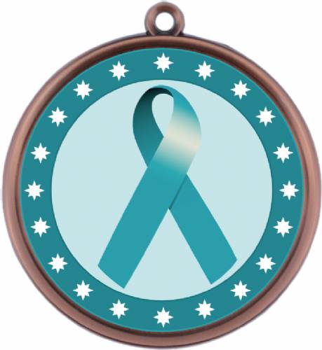 Teal  Ribbon Awareness 2 1/4" Award Medal #4