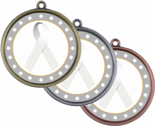 White Ribbon Awareness 2 1/4" Award Medal