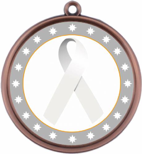 White Ribbon Awareness 2 1/4" Award Medal #4