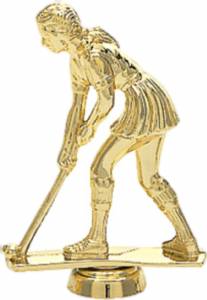 3 1/2" Field Hockey Female Trophy Figure Gold