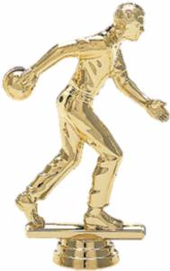 4 1/4" Bowler Male Trophy Figure Gold