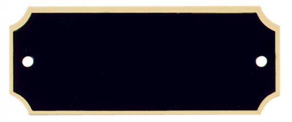 2 1/2" x 1" Laserable Black Die Cut Brass Perpetual Plate with Gold Border