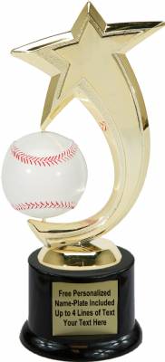 8" Baseball Shooting Star Spinning Trophy Kit with Pedestal Base