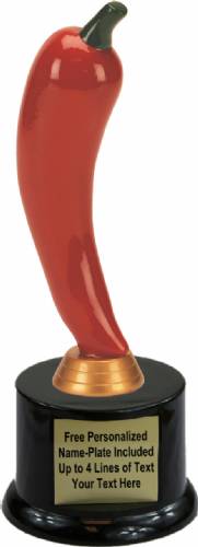 8" Red Chili Pepper Resin Trophy Kit with Pedestal Base