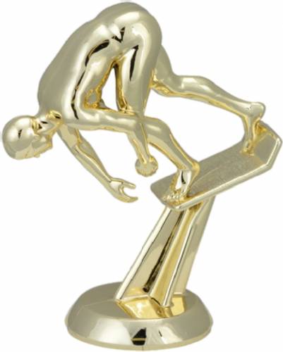 4 1/2" Male Swimming Starting Block Gold Trophy Figure