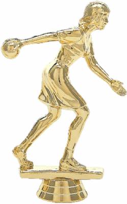 5" Duckpin Bowler Female Gold Trophy Figure