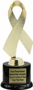 Gold 7 1/2" Awareness Ribbon Trophy Kit with Pedestal Base