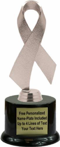 Grey 7 1/2" Awareness Ribbon Trophy Kit with Pedestal Base