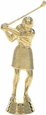 4 3/4" Golfer Female with Club Trophy Figure Gold