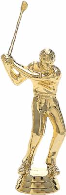 4 3/4" Golfer Male with Club Trophy Figure Gold