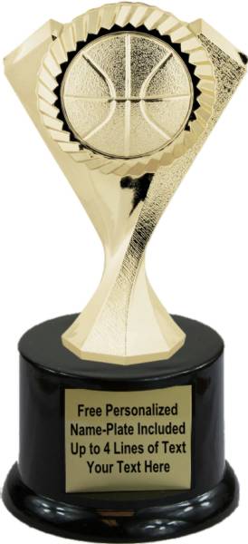 7" Gold Basketball Diamond Victory Trophy Kit with Pedestal Base