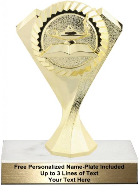 5 3/4" Gold Lamp of Knowledge Diamond Victory Trophy Kit