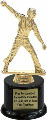 7" Cricket Bowler Male Trophy Kit with Pedestal Base