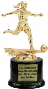 7" All Star Soccer Female Trophy Kit with Pedestal Base