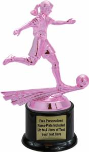 Pink 7" Female Soccer Trophy Kit with Pedestal Base