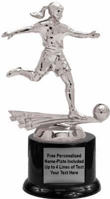 7" All Star Soccer Female Trophy Kit with Pedestal Base