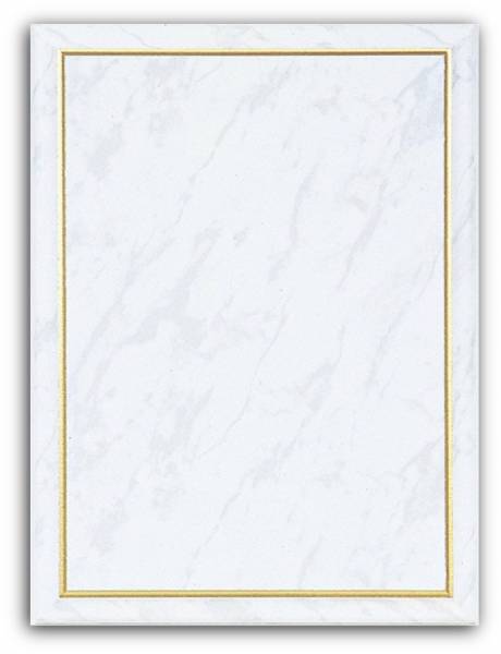 12" x 15" White Marble Finish Gold Border Plaque Blank