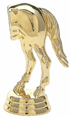 3 3/4" Horses Rear Trophy Figure Gold