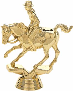 Gold 4 1/2" Cutting Horse Female Rider Trophy Figure